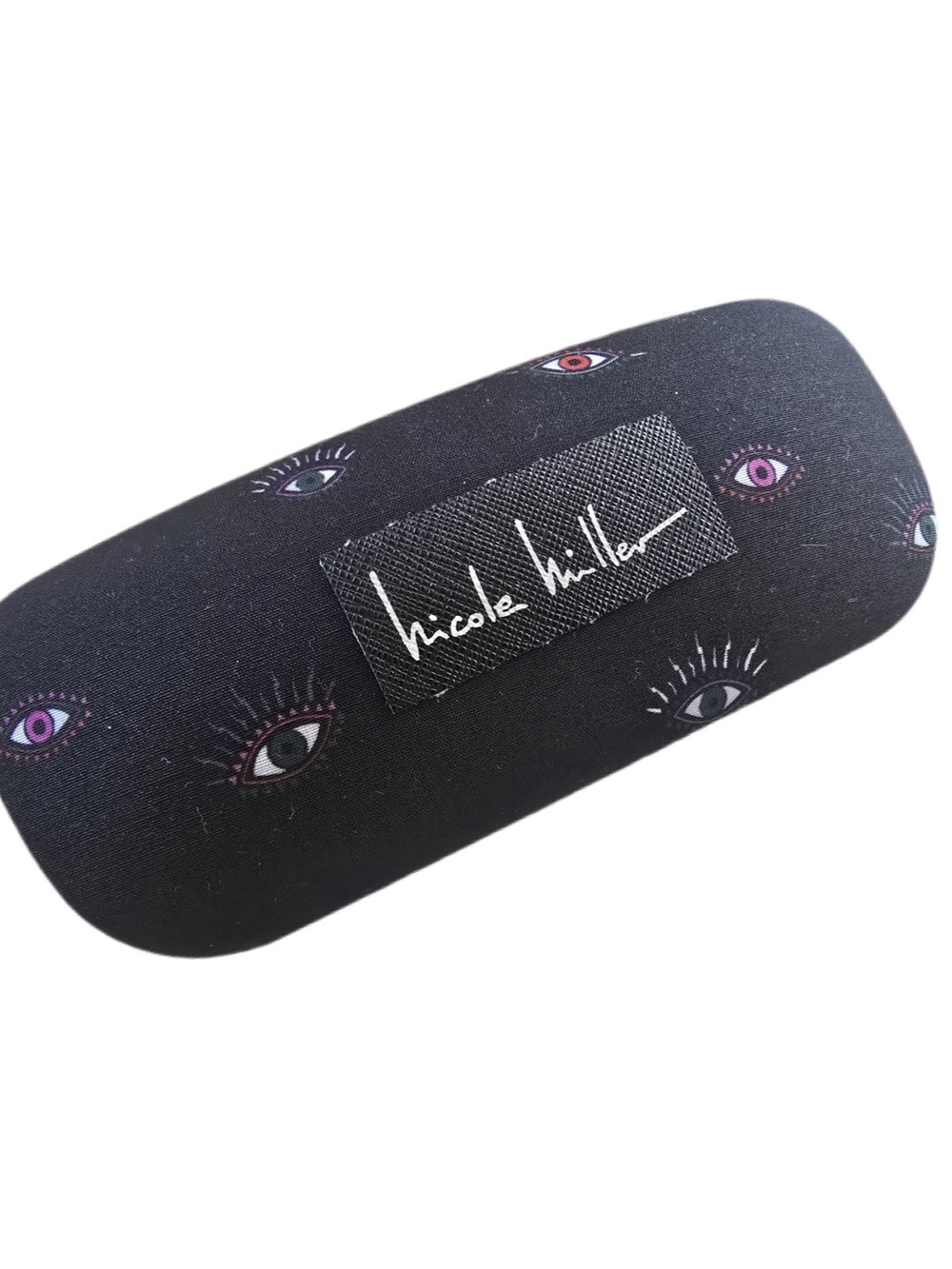 NewWhimsical Multi-Eye Pattern Nicole Miller Black Eye Case Bright Pink Interior